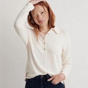 Madewell Knit Long Sleeve Henley Polo